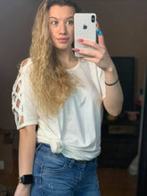 Load image into Gallery viewer, Criss-Cross Sleeve Flowy Tee