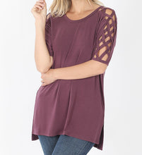 Load image into Gallery viewer, Criss-Cross Sleeve Flowy Tee