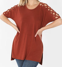 Load image into Gallery viewer, Criss-Cross Sleeve Flowy Tee