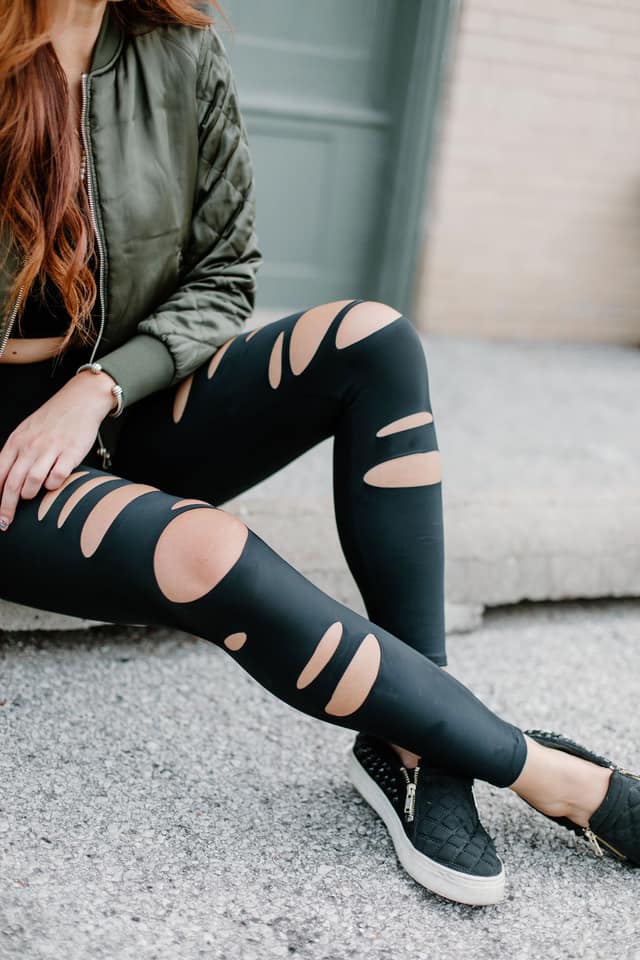 Distressed Cut Out Leggings