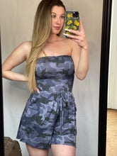 Load image into Gallery viewer, Strapless Smocked Camo Romper
