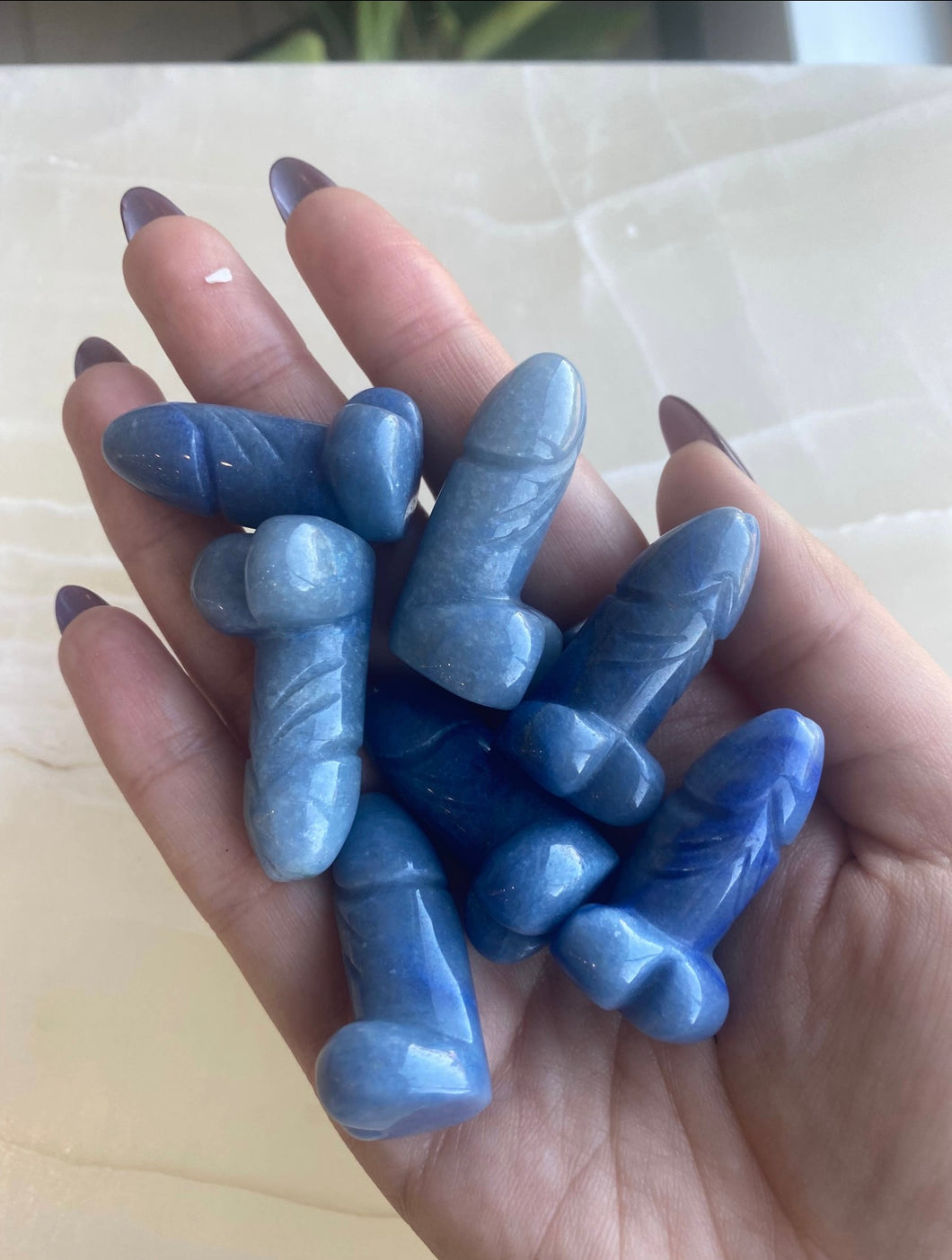 Blue Quartz Mini Phallus Crystal Carving
