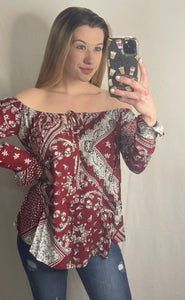 Paisley Off the Shoulder Top