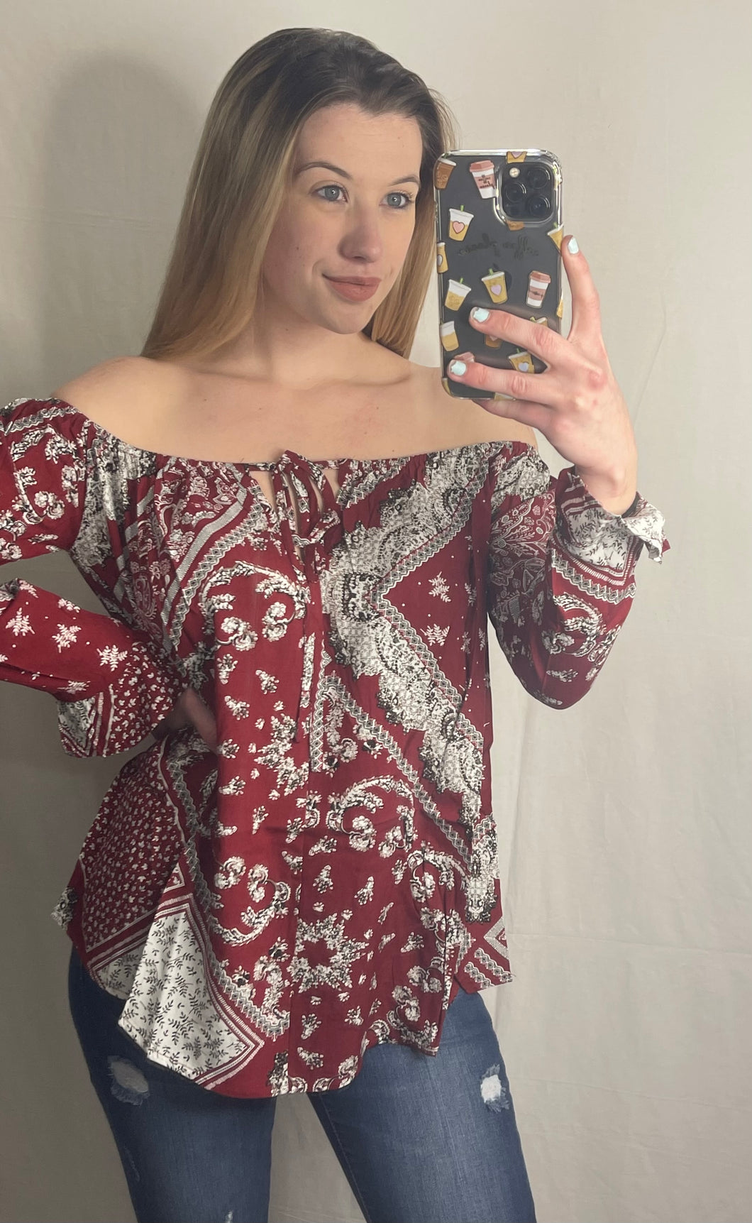 Paisley Off the Shoulder Top