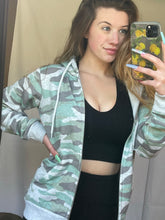 Load image into Gallery viewer, Boyfriend Fit Camo Zip Up
